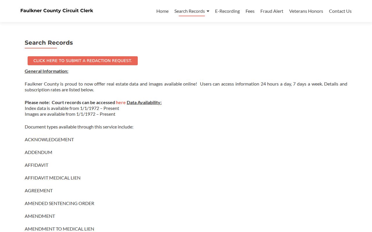 Conway people search public records screenshot of Faulkner County Circuit Clerk land records