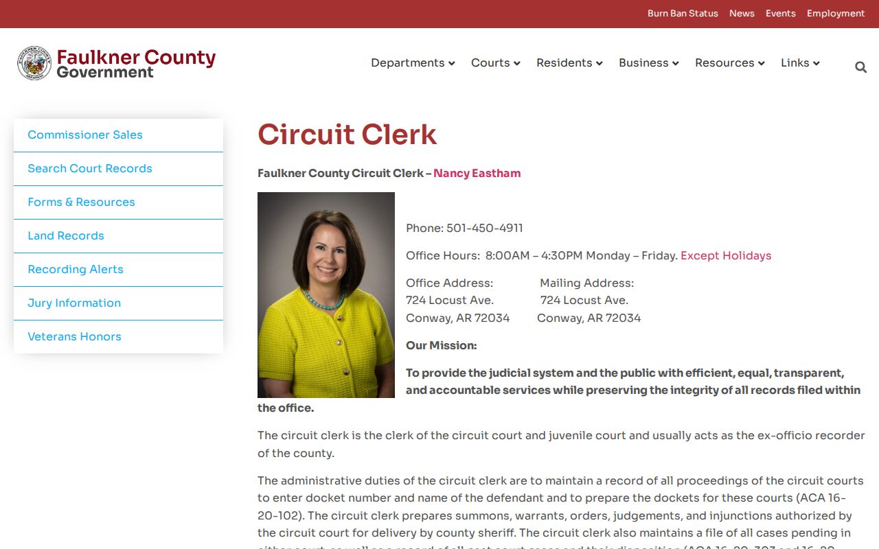 Conway public records Faulkner County Circuit Clerk office page