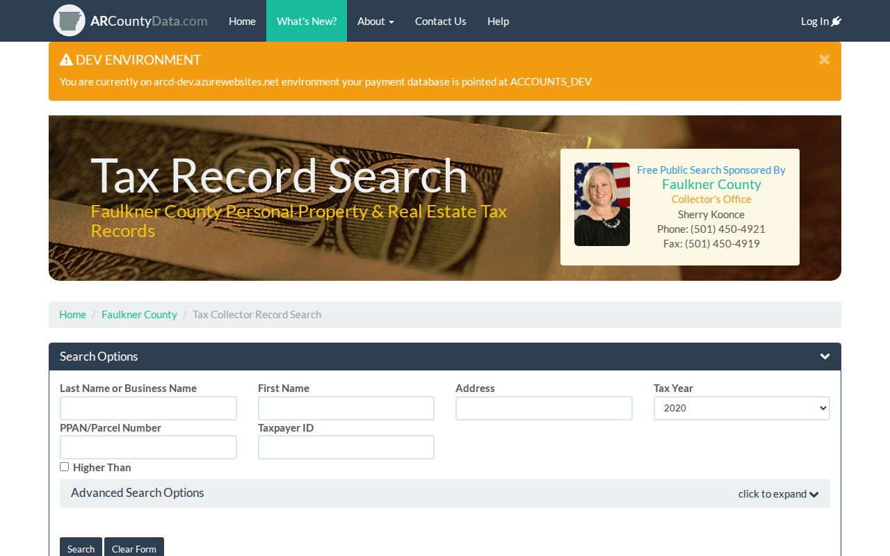 Conway public records Faulkner tax search fields
