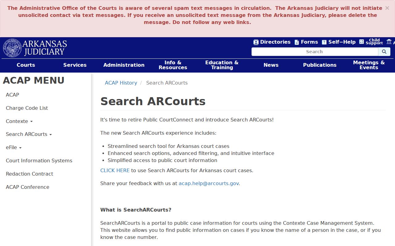 Conway public records Search ARCourts information page